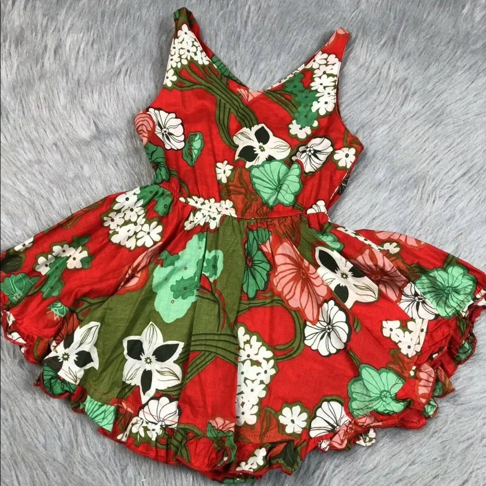 Little minis toddler girls 4T red Hawaiian dress